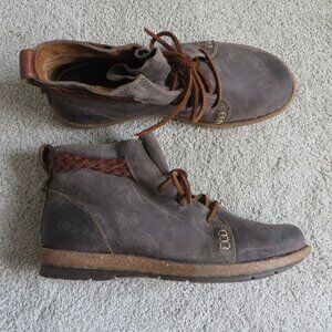 Born Womens Temple Ankle Boots Size 10 Dark Gray Distressed/Brown Leather F32517